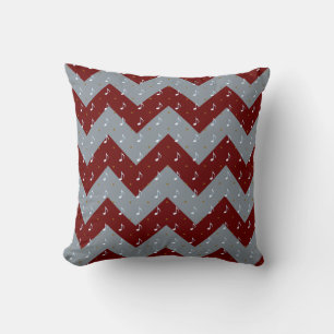 red & grey chevron/musical notes pattern throw pillow