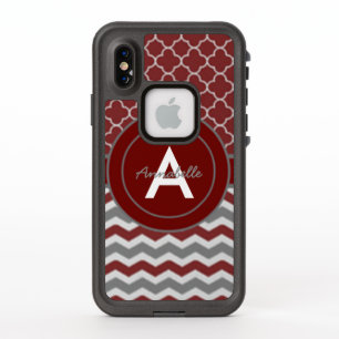 Red Grey Chevron Quatrefoil