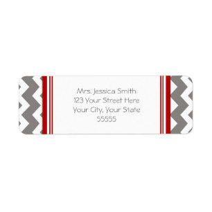 Red Grey Chevrons Custom Return Address Labels