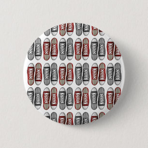 Red & Grey Classic Sneaker Pattern 2 Inch Round Button