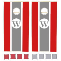 Red & Grey College Initial Cornhole Set