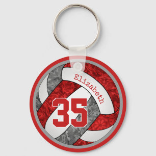 red grey custom girls volleyball team colours keychain