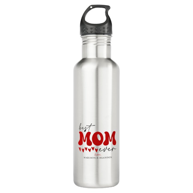 Red Grey Cute Best Mom Ever 710 Ml Water Bottle (Front)