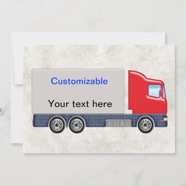 Red & Grey Delivery Truck Customize Invitation (Front)