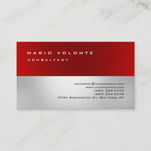 Red Grey Elegant Simple Plain Professional Business Card