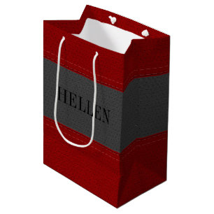 Red & Grey Faux Leather Medium Gift Bag