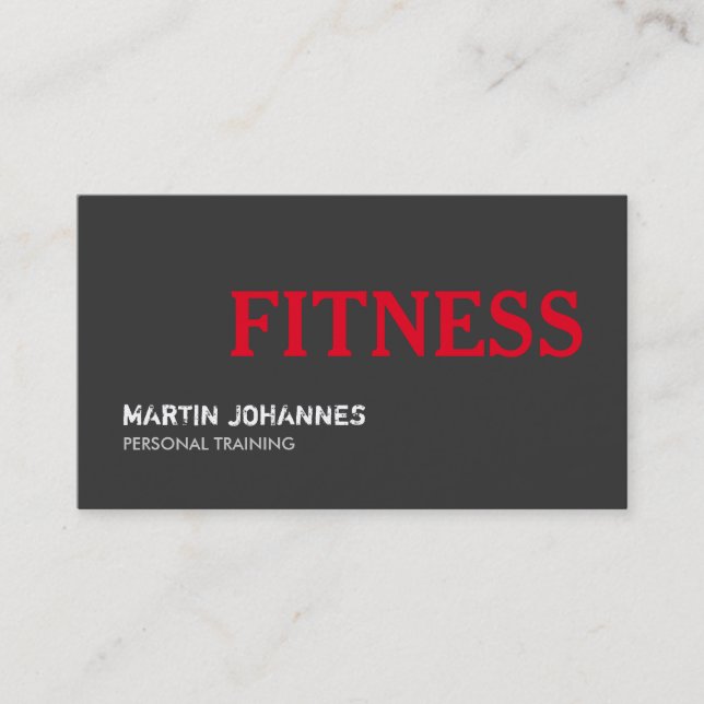 Red Grey Fitness Personal Trainer Business Card (Front)