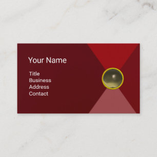 RED GREY GEMSTONE MONOGRAM Abstract Geometric Business Card