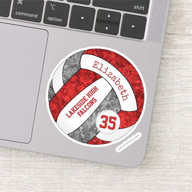 red grey girls' volleyball w school team name (Detail)