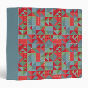 Red, grey, green geometric pattern. binder