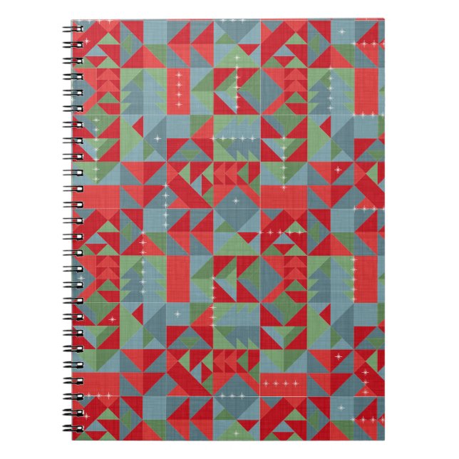 Red, grey, green geometric pattern. notebook (Front)