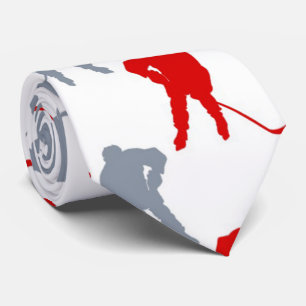 Red Grey Hockey Player Theme Personalized Tie