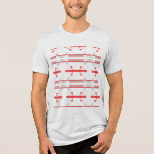 Red Grey Horizontal Rows Southwest Look Abstract Tri-Blend Shirt