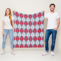 Red Grey Leaf Wing-like Feather Geometric Pattern