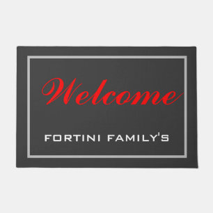 Red Grey Modern Minimalist Trendy Doormat