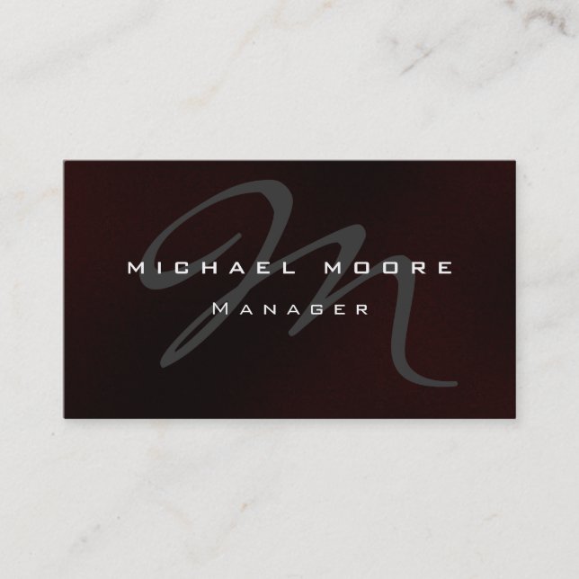 Red Grey Monogram Unique Attractive Business Card (Front)