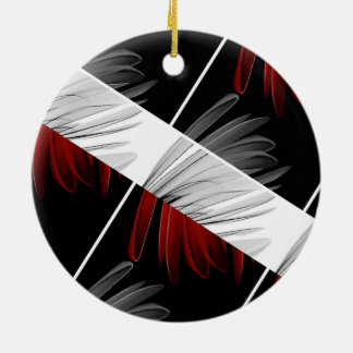 Red Grey Petal Design Acrylic Wall Clock Ceramic Ornament