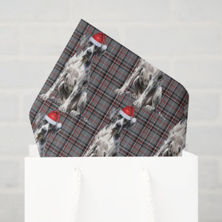 Red Grey Plaid Great Dane Dog Christmas Holiday Tissue Paper