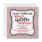 Red Grey Polka Dots 40th Birthday Party Invitation