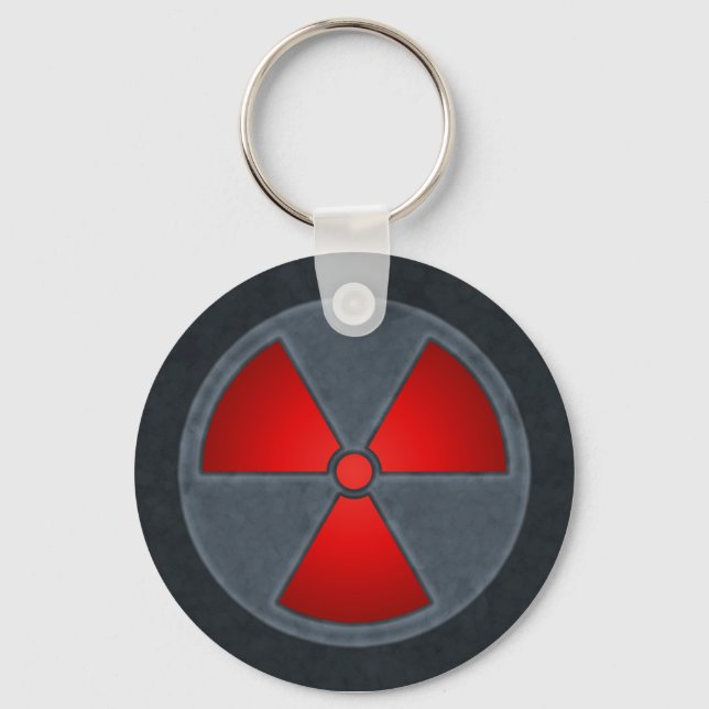 Red & Grey Radiation Symbol Keychain (Front)