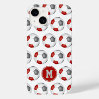 red grey soccer balls pattern monogrammed