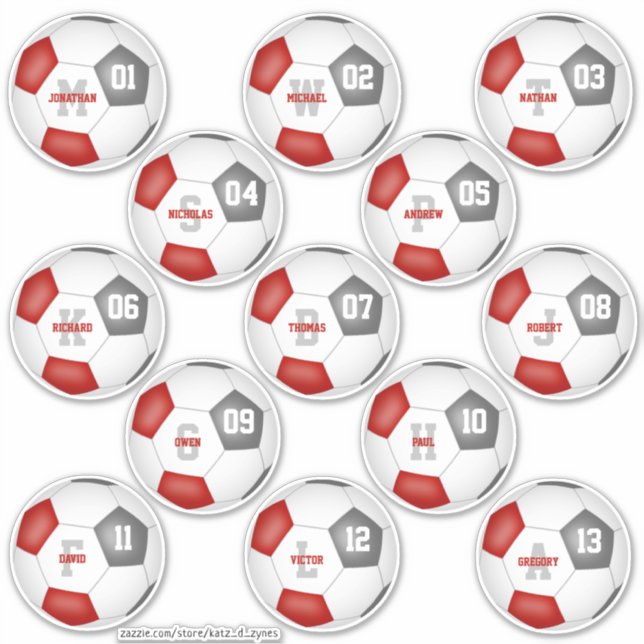 red grey soccer team colours 13 players (Front)