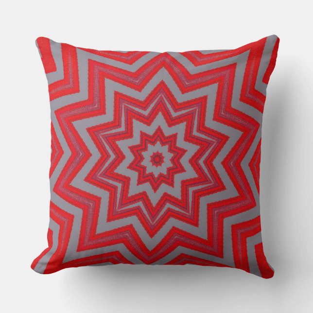 Red Grey Stars Coussin de Motif de coton géométriq (Recto)