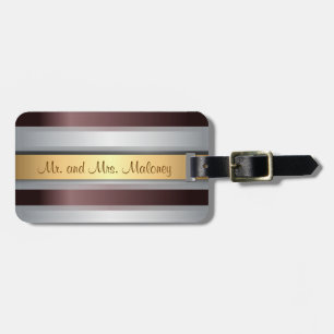 Red Grey Stripe Pattern Luggage Tag