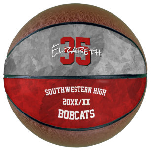 Red grey team club school colours gifts basketball