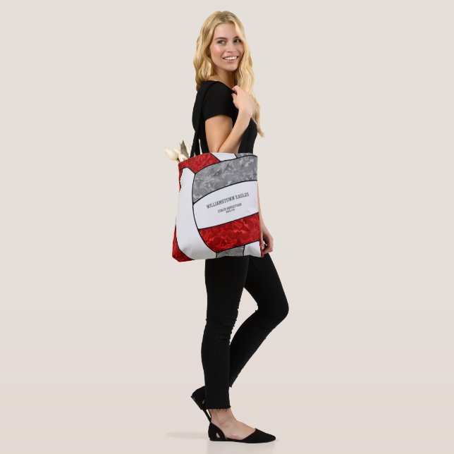 red grey team colours girls volleyball coach tote bag (On Model)