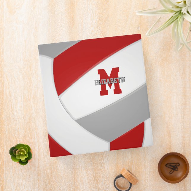 red grey team sports girls boys volleyball binder (In Situ)