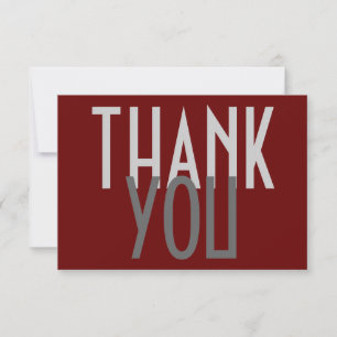 Red Grey Thank You Modern Minimalist Plain Card