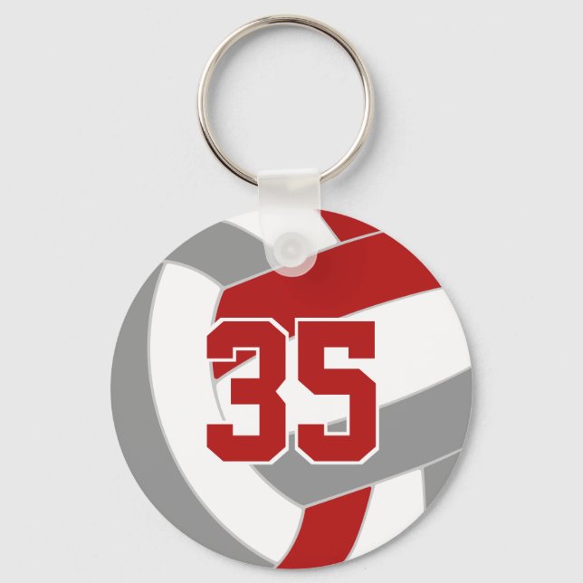 red grey volleyball buy single or bulk orders keychain (Front)