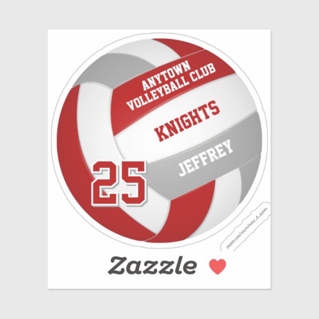 red grey volleyball team colours kids jersey numbe (Sheet)