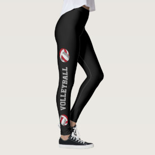 red grey volleyballs w text up leg leggings