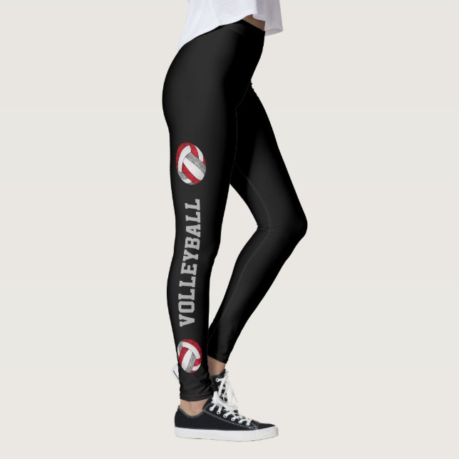 red grey volleyballs w text up leg leggings (Right)