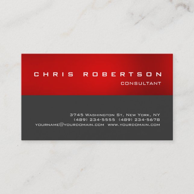Red Grey White Attractive Charming Business Card (Front)