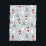 Red Grey & White Christmas Snowman Pattern Fleece Blanket<br><div class="desc">White grey and red Christmas snowman trees snowflakes, cool christmas winter pattern.</div>