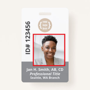 Red Grey White Employee Photo ID Card Badge