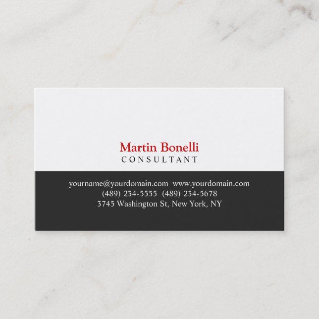 Red Grey White Professionnel Carte de visite class (Devant)