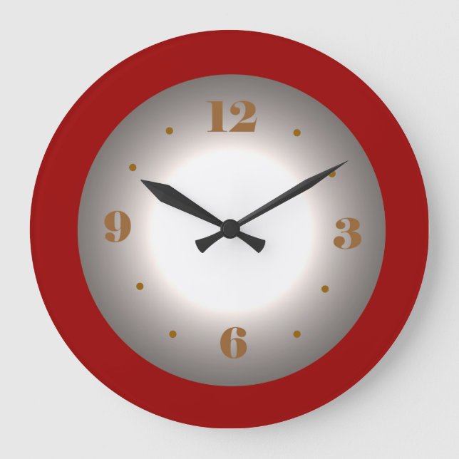 Red Grey with Atmospheric White Centre  Wall Clock (Front)