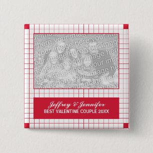 Red Grid Photo 2 Inch Square Button