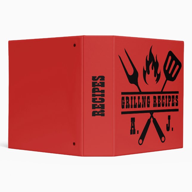 Red Grilling Recipes Cookbook Binder (Background)