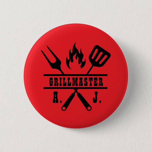 Red Grillmaster Utensil  2 Inch Round Button (Front)