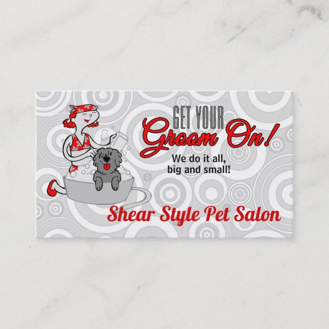 Red Groom On Pet Grooming Appointment Card (Front)