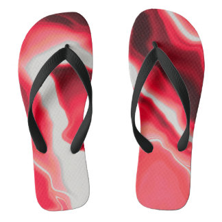 Red Groovy Marbled Wide Strap Flip Flops