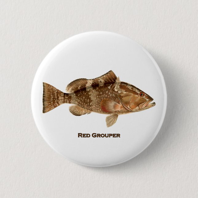 Red Grouper Fish 2 Inch Round Button (Front)