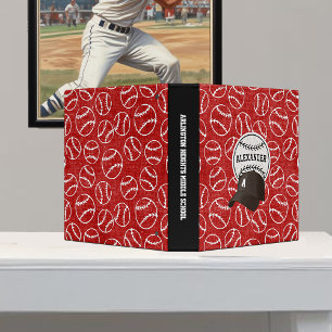 Red Grunge Baseball Monogram Binder