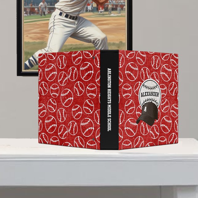 Red Grunge Baseball Monogram Binder (Creator Uploaded)