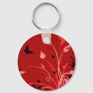Red Grunge Butterfly Keychain